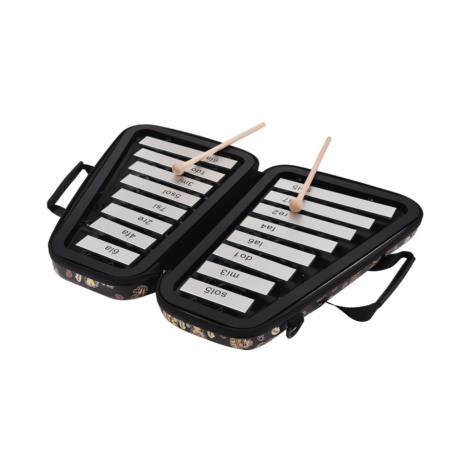 BABYCE Profesional Glockenspiel 16 Teclas Glockenspiel 16 Notas Placa De Aluminio Xilófono Instrumentos Musicales Educativos Tempranos con Mazos De Caja (Color : BK)