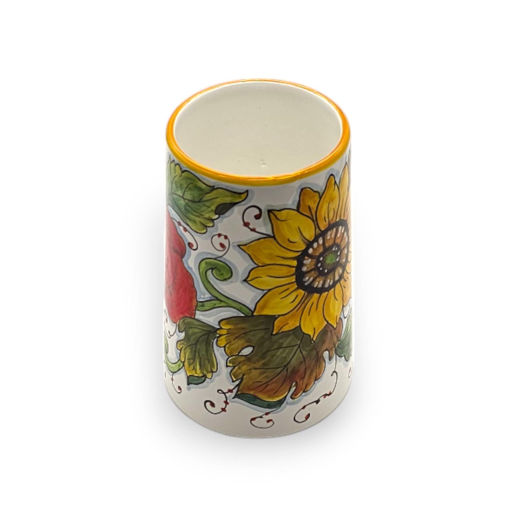 Italian Ceramic Utensil Holders for Countertop - Hand Painted Ceramic Utensil Crock Or Wine Bottle holder - Made in ITALY Tuscany - Italian Pottery Utensil Crock - Home Decor Ceramics Dispenser