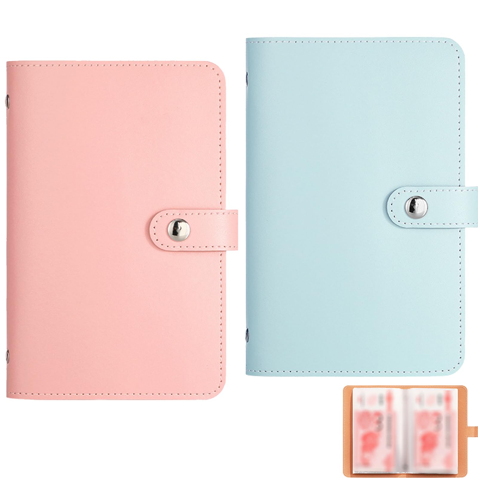Money Saving Wallet, Money Wallets for Saving Cash, Financial Tracking Solution for Personal Budgeting, 2-Piece Set in Blue and Pink, A6 Compact Design
