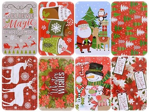 Christmas Prints Rectangular Nesting Tins with Lids - Pack of 4