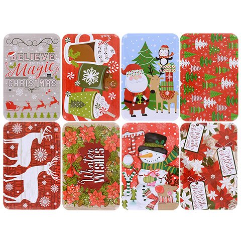 Christmas Prints Rectangular Nesting Tins with Lids - Pack of 4