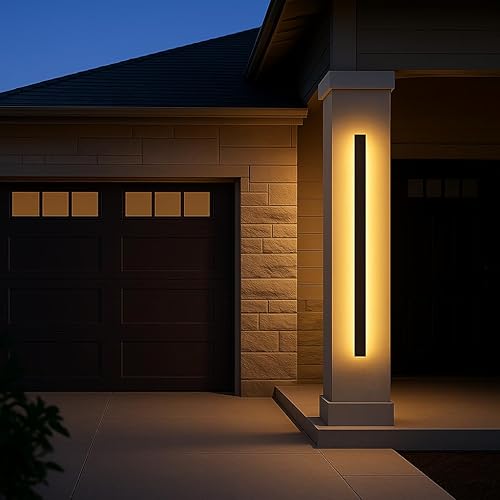 Luces LED largas para porche de 59 pulgadas aplique de pared impermeable IP65 moderna lámpara lineal de pared de 45 W elegante lámpara rectangular
