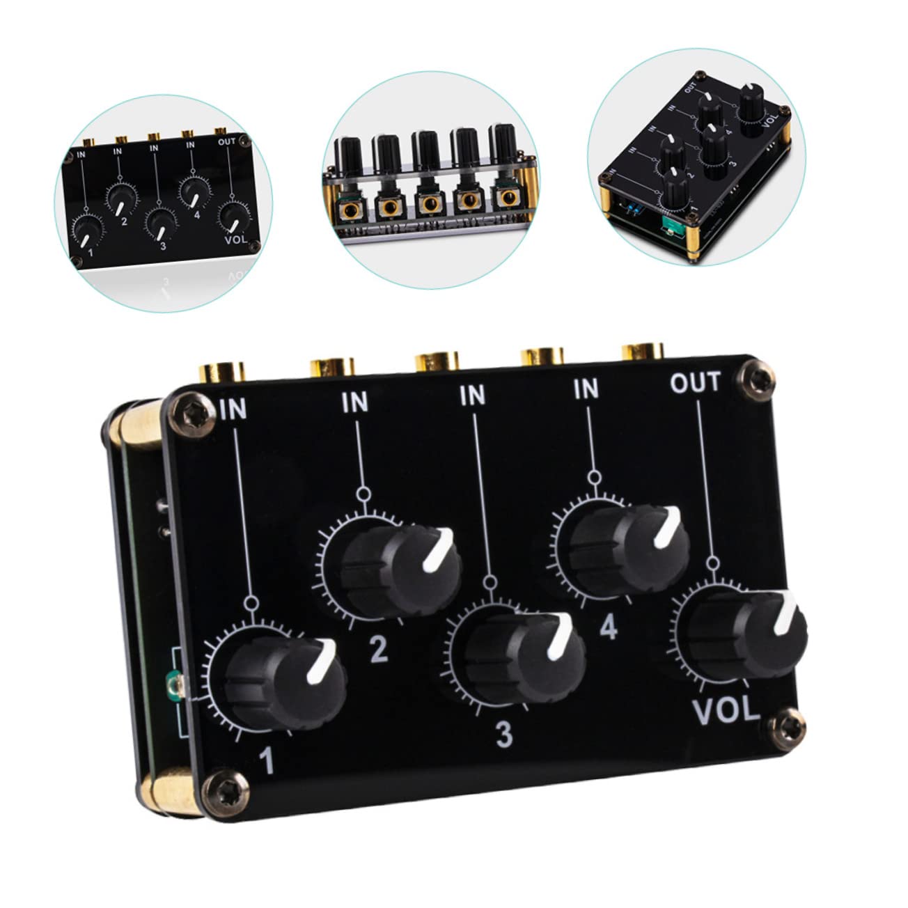 Toddmomy 2 Piezas Mezclador de Audio Estéreo Mini de Entradas Controlador de Volumen Independiente de Sonido Equipos de Estudio y Hogar