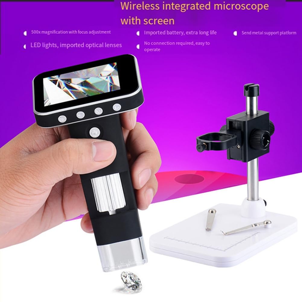 Microscopio para NiñOs con Pantalla LCD de 3,5 Pulgadas, Microscopio de Bolsillo, Microscopio PortáTil, Microscopio Digital de Mano para NiñOs