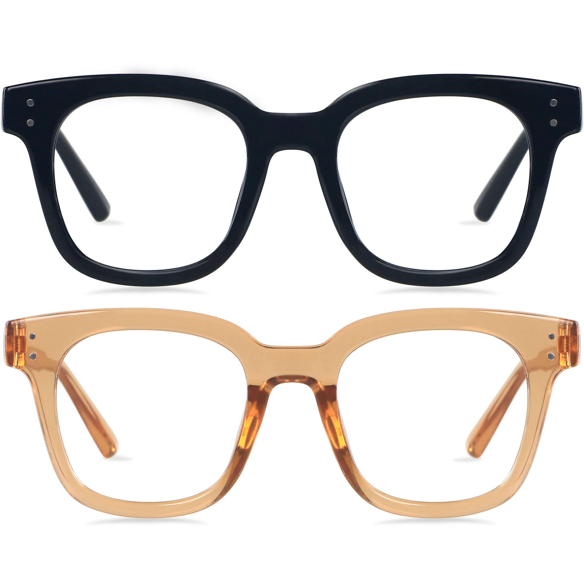 ANDWOOD Blue Light Blocking Glasses Women Computer Screen Oversized Bluelight Blocker for Big Heads Anti Eye Strain