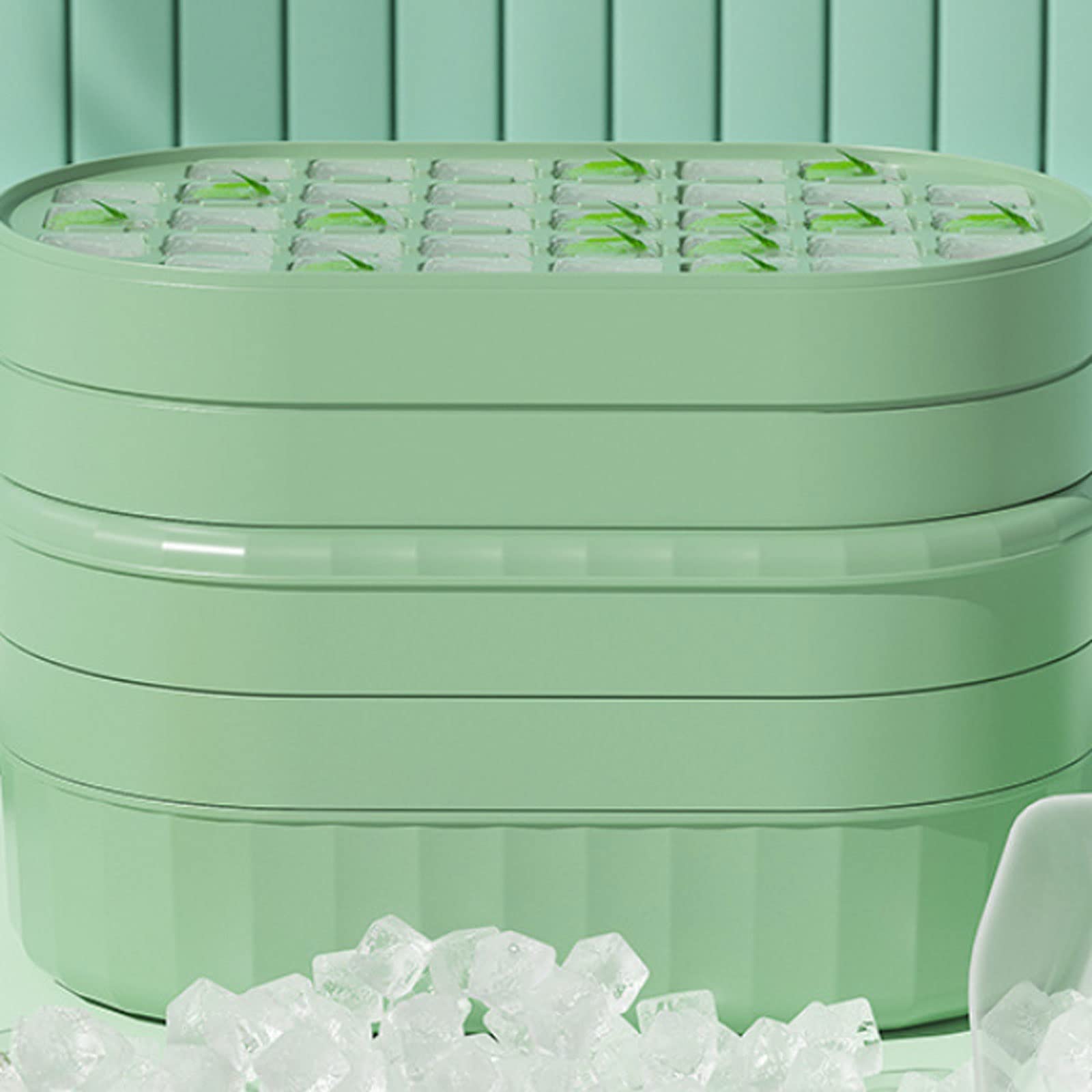 JINGYAN Bacs à glaçons Ice Cube Mold Maker Tray Household Storage Ice-making Box with Lid Cream Party Cocktail Cold Drink