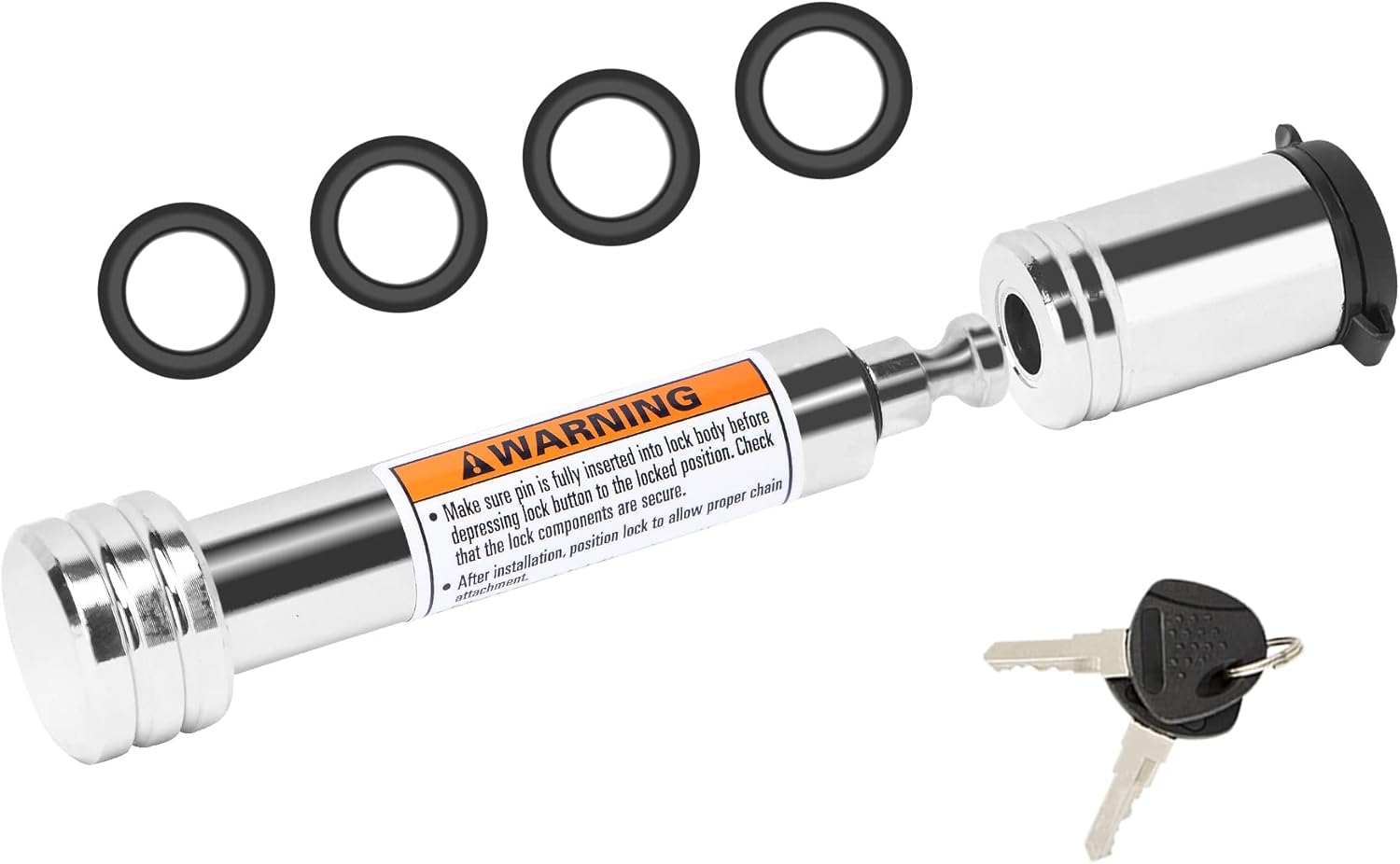 METOWARE Trailer Hitch Lock - 5/8" Dia Locking Hitch Pin, Anti-Theft Trailer Receiver Lock, Fits 2" Receiver Tubes, Class III & IV Hitch Receivers, Black (2 Pack)