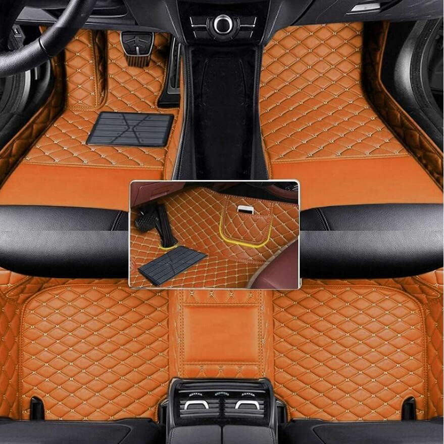 Customized Artificial Leather Car Floor Mats - Waterproof, Anti-Slip, Suitable for Cars, SUVs, Trucks - Protect Your Vehicle's Interior from Dirt and Debris (Light Brown)