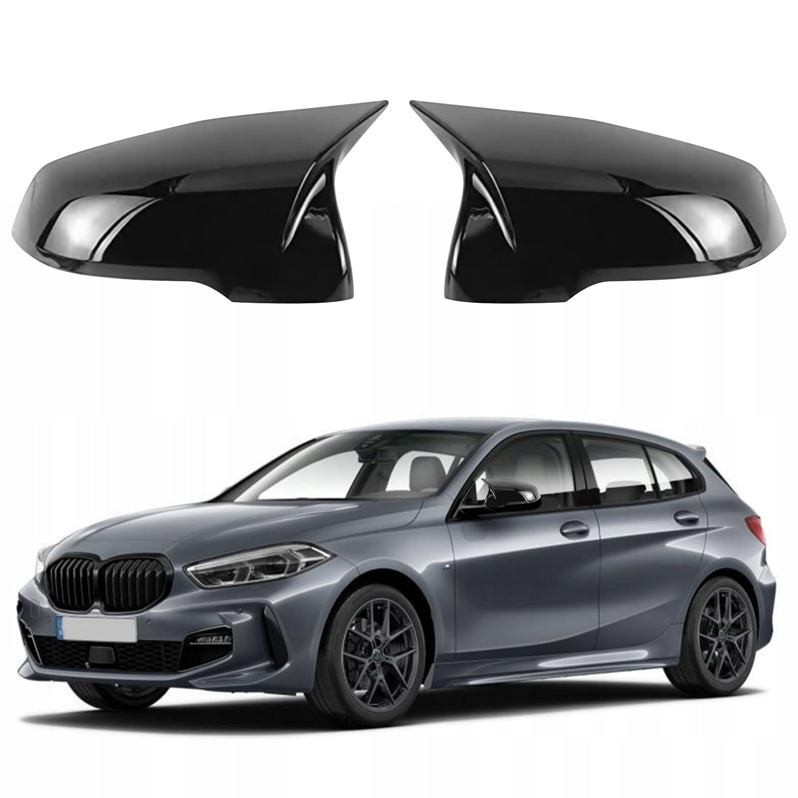 Spiegelabdeckungen Ersatz für BMW 1 Series Touring F40/F53 2017-2024/2 Series Gran Coupe F44 2020-2024/X1 F48 F49 2016-2022/X2 F39 2018-2023, 1 Paar Auto Spiegelkappen Außenspiegelkappe