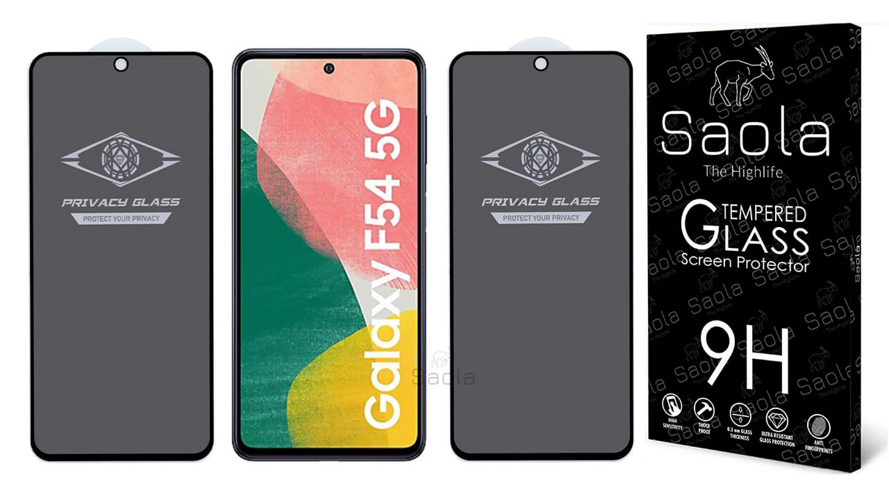 Saola Ultra Privacy Tempered Glass For Samsung Galaxy F54 5G (Pack Of 2) with Free Installation Kit. (In-Screen FingerPrint Lock will not work with the Privacy Guard because of its Spy Coating) - 6.7 inch (B0CJB81WWZ) Amazon Price History, Amazon Price Tracker