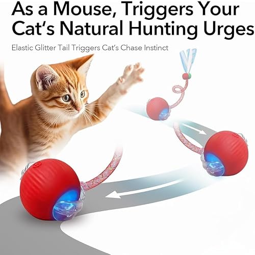 Miniatura 2 de Elegancy Speedy Tail 2.0 - Juguete interactivo para gatos, bola rodante automática Speedy Ball para gatos de interior, juguetes para mascotas con