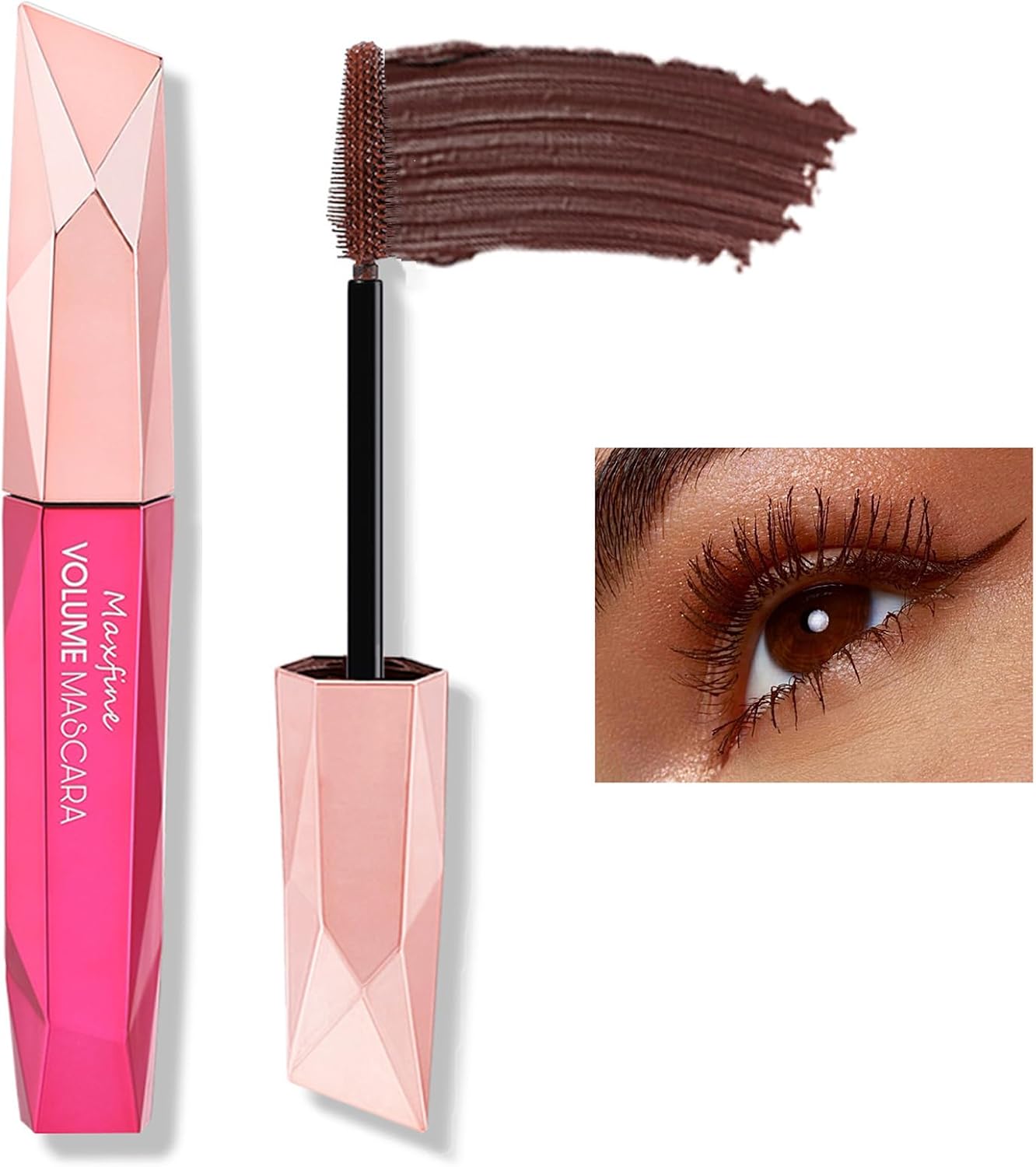 EONFAVE Braun Mascara voor volumineuze wimpers, waterproof mascara voor volume en definitie
