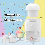 Electric Snow Cone Machine, Shaved Ice Maker Slushie Machine for Home, Kids Fast Fluffy Ice Shaver, Gift Ideal for Family Christmas Holiday, White