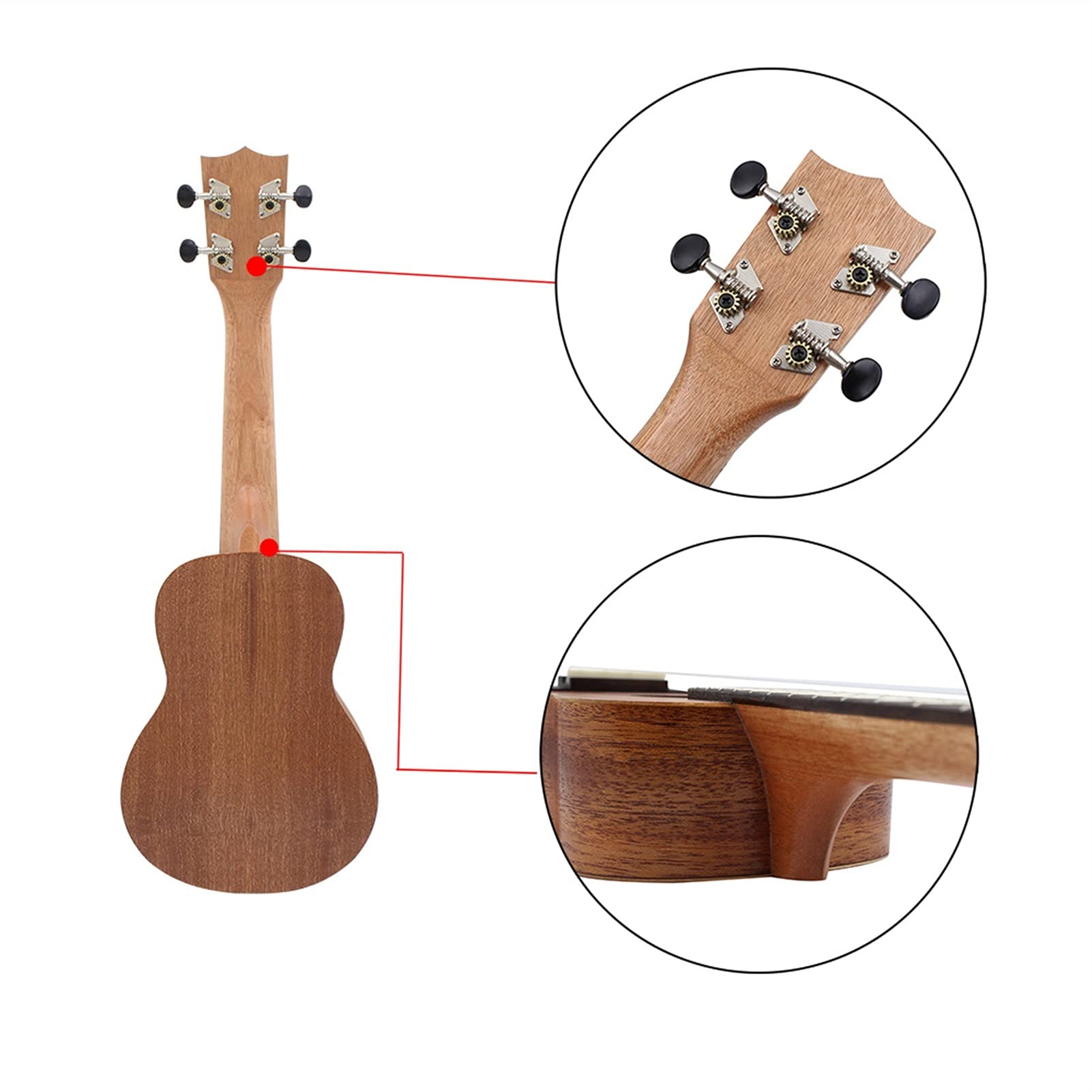 Ukulele Bausatz Konzert-Ukulele 21" Ukulele Kit Akustische Ukulele Holzsopraner Ukellee Mahagoni Holz Carbon String Mit Gepolstertem Tragetasche Saiten Strap Tuner