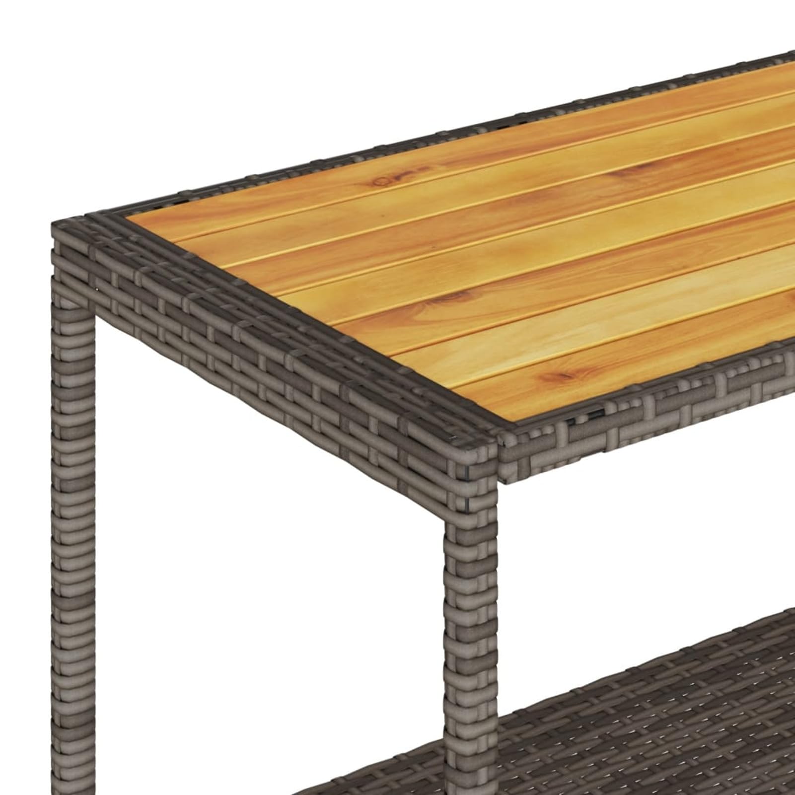 Carrello da Bar 3 Livelli Grigio Polyrattan e Massello Acacia,Carrello Portaoggetti da Cucina,Carrello Portaoggetti,Carrello Salvaspazio-368724