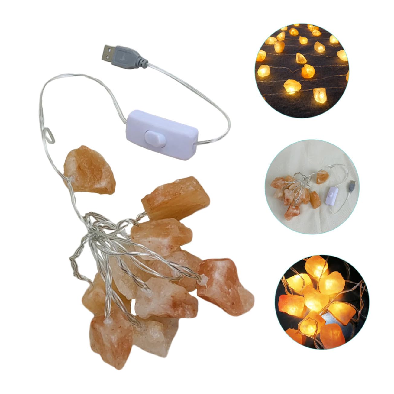 Lampada Stringa Decorativa in Pietra Arancia 10 LED, Luce Soffusa | Effetto Morbido, Luce D’Ambiente, per Caffè e Feste, Atmosfera Serale Accogliente