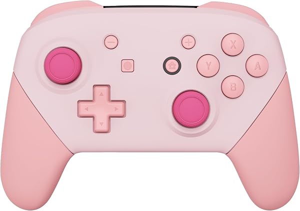 eXtremeRate Replacement Full Set Shell Button for Nintendo Switch Pro Controller, Cherry Blossoms Pink & Puffy Pink Faceplate Backplate Handles for Switch Pro Controller - Controller NOT Included - 1