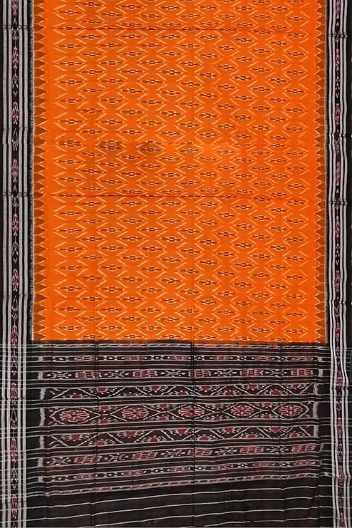 Image of Ikat Women's Cotton Saree, Handmade Pure Cotton Khandua Saree, Ikkat Orissa Traditional Handloom Saree Without Blouse