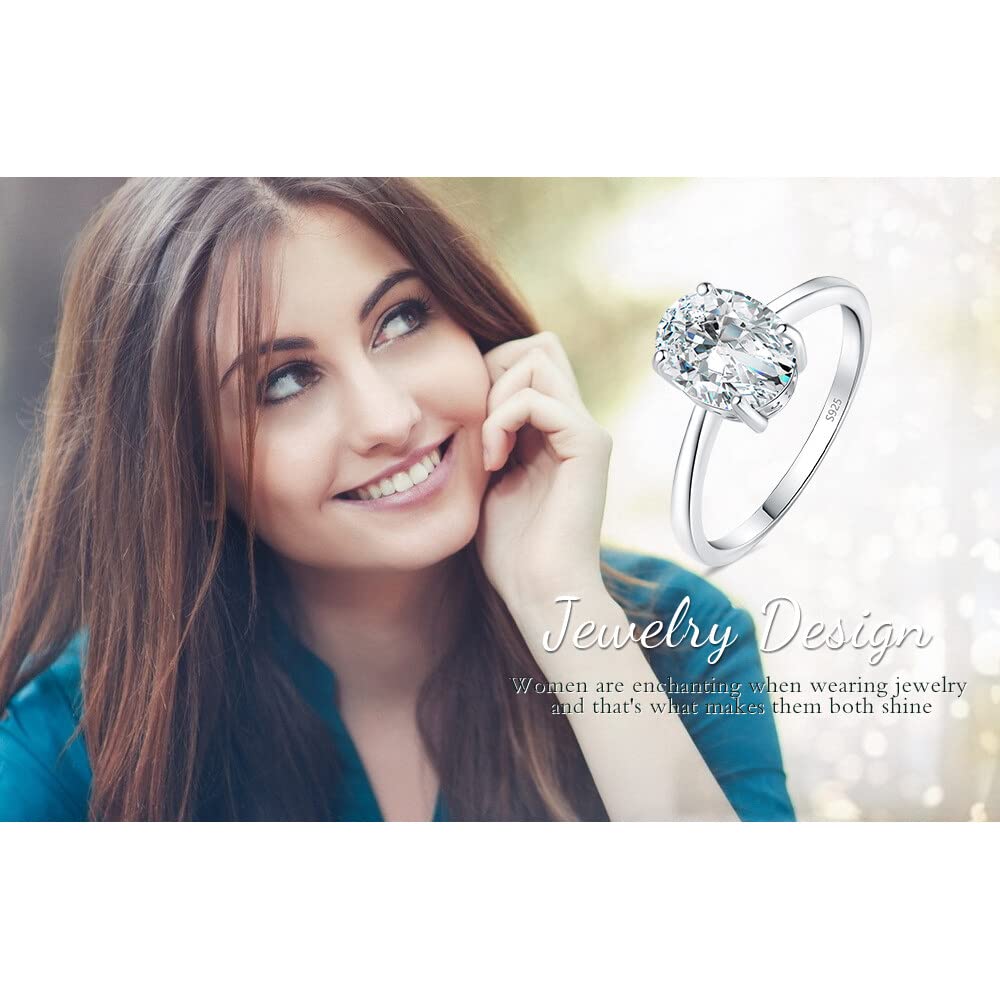JewelryPalace 1-2ct Classique Cubic Zirconia Moissanite Bague Ovale Solitaire Pierre Argent 925 Femme, Plaqué Or Jaune Or Rose Bague Diamant Simulé Fiançailles Mariage, Ensemble Parure Bijoux Mariee