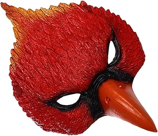jojofuny Red Bird Masks, Red Cardinal Half Face Mask Eagle Mask Cosplay Masks PU Animal Costume Halloween Masks Masquerade Party Accessories For Cosplay Costume Drama