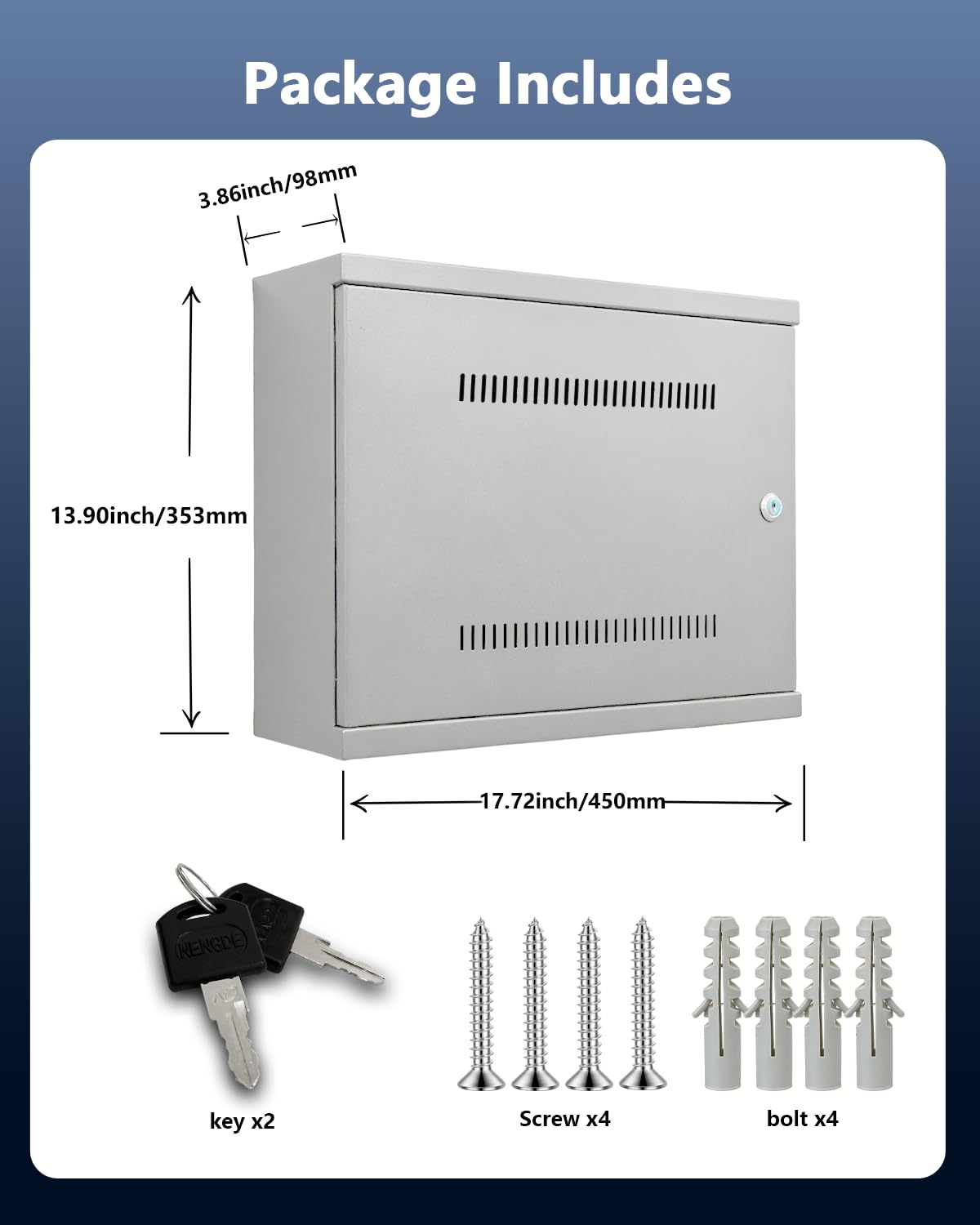 Caja de cierre resistente con cerradura para cableado de seguridad, carcasa de acero universal para DVR/NVR, cable CCTV y proyectos eléctricos, montaje en interiores y exteriores, gabinete de metal a