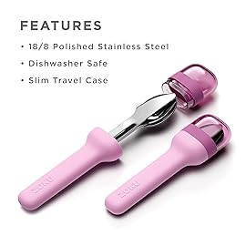 ZOKU Pocket Utensil Set, Purple - Stainless Steel Fork, Knife, and Spoon Nest in Case - Portable Design for Travel, School, Work, Picnics, Camping and Outdoor Home Use