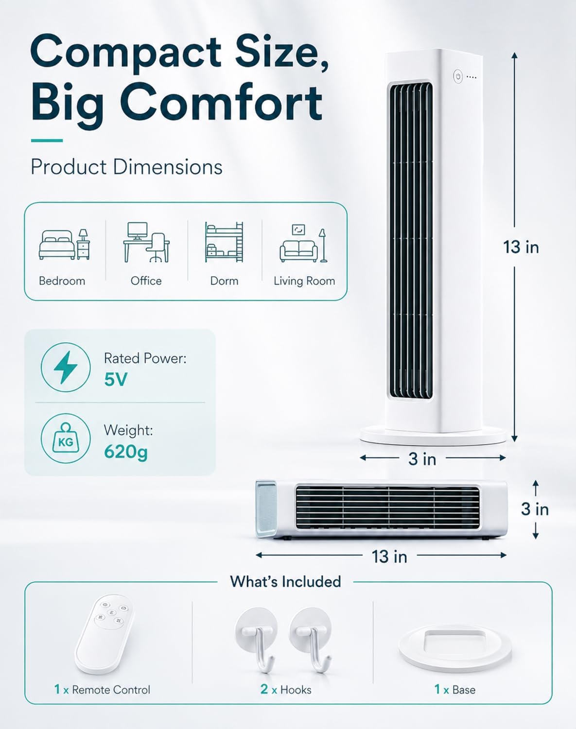 Breezeamax Portable AC, Breezamax Air Conditioner. Ultra Quiet Bladeless Fan. Rechargeable Cordless Oscillating Personal Cooling For Bedroom Office. Safe 3 Speed Small Room Desk Cooler (White)