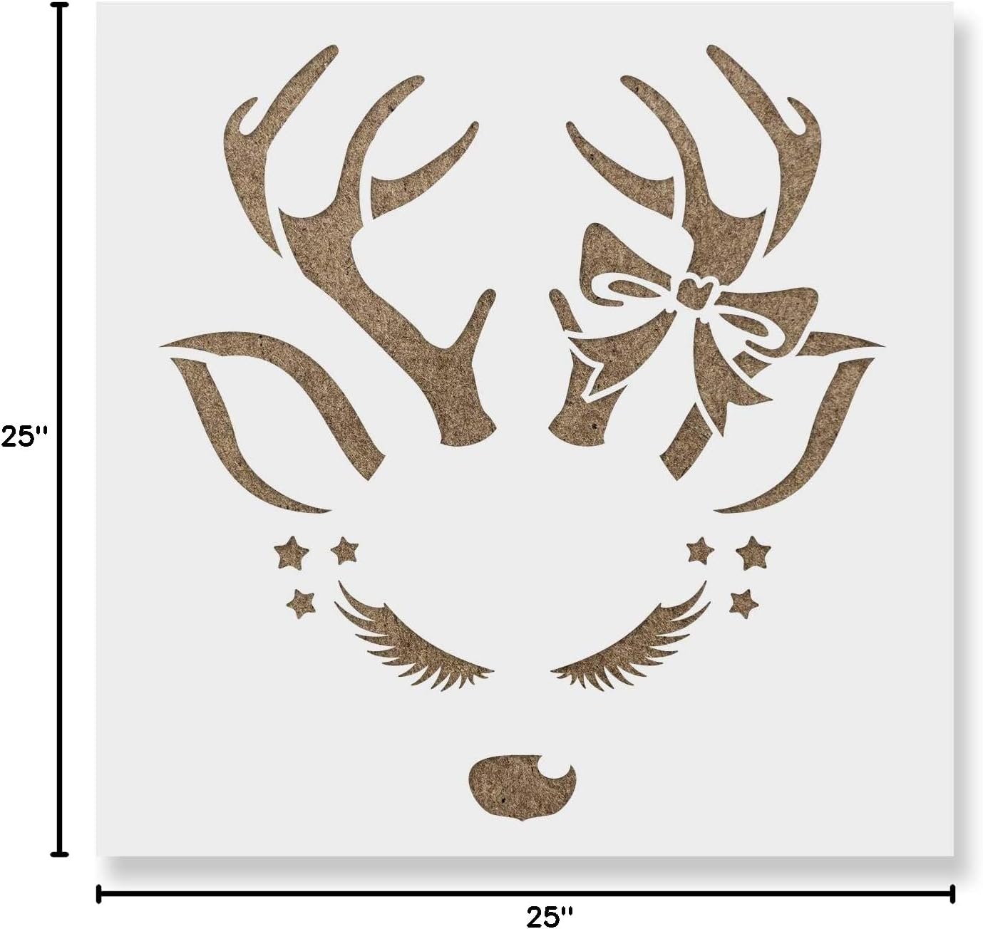 Reindeer Girl Stencil - Craft for Kids, Large Christmas Stencils, Christmas Decor Ideas, Stencils for Glass Painting