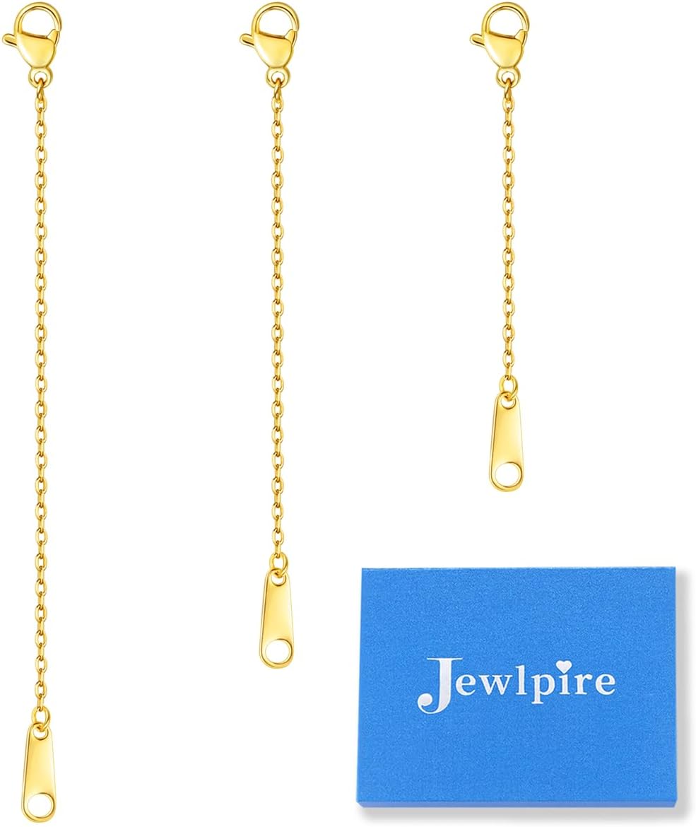 Jewlpire 18K Gold Plated Necklace Extenders for Women, 1.5mm Chain Extender for Necklaces, 18K Gold Plated Jewelry Extenders for Necklaces Bracekelts Anklets (2/3/4 inches)