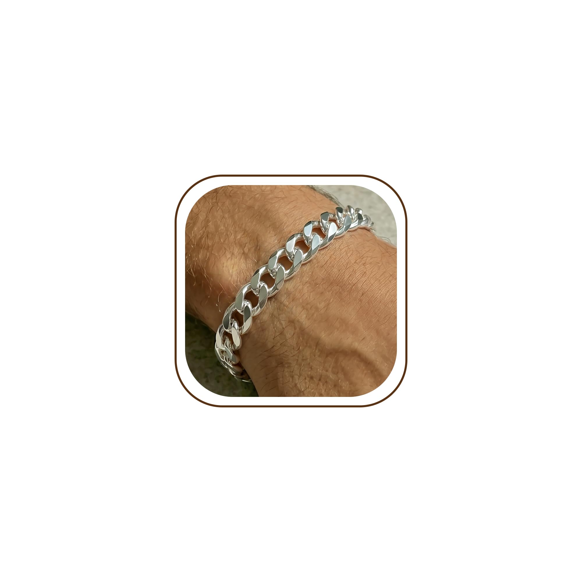 S925 Sterling Silver Chain for Men, 9mm Cuban Link Bracelet
