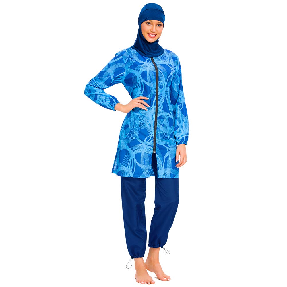 Costumi da bagno musulmani taglie forti per le donne con stampa hijab full cover cerniera islamica burkini modesto