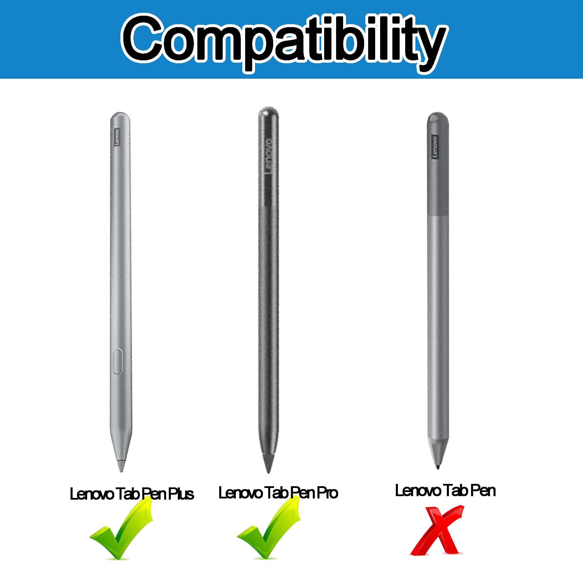 Punte di Ricambio Originali per Lenovo Tab Pen Plus/Pro 5 Pezzi Nero