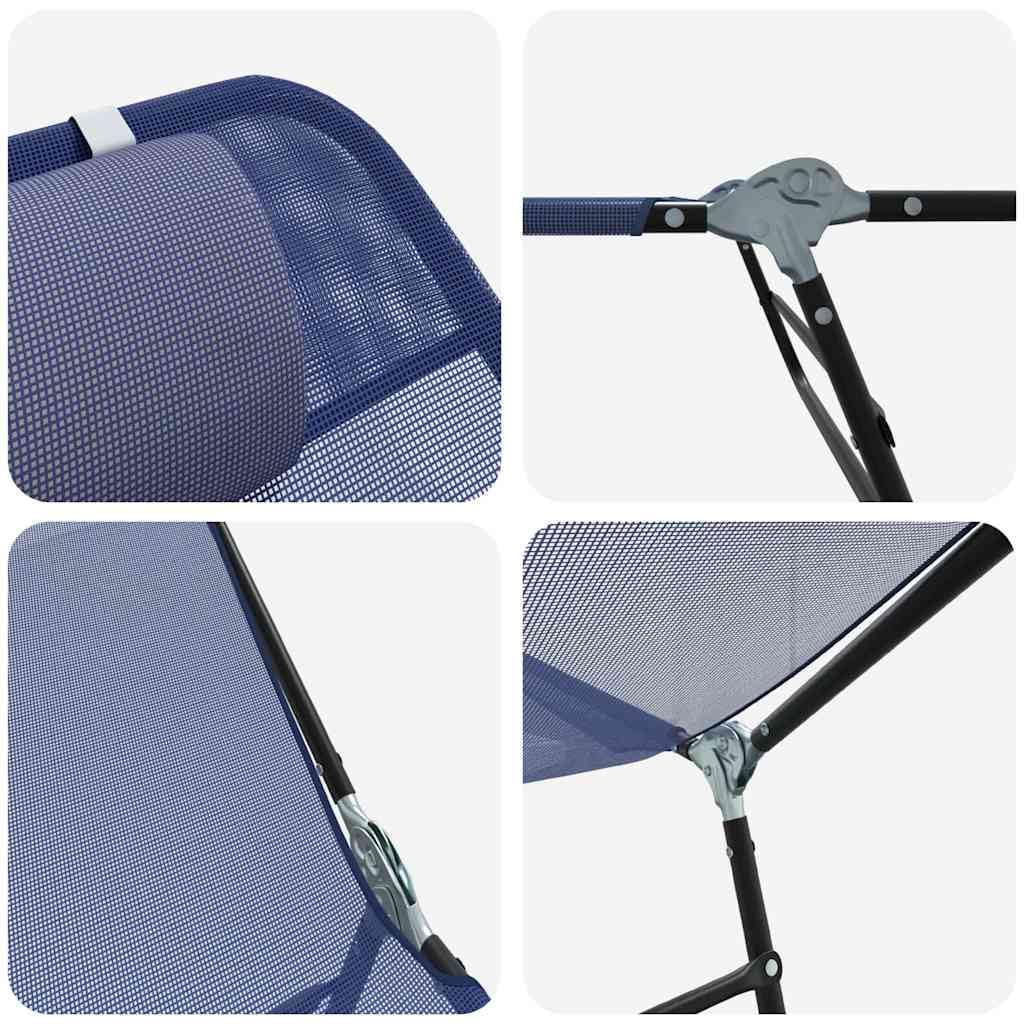 Hothingwell Granatowy składany leżak tekstylny 182x55x85,5 cm | Solidna stalowa rama, regulowane oparcie, kompaktowe składanie, łatwa konserwacja