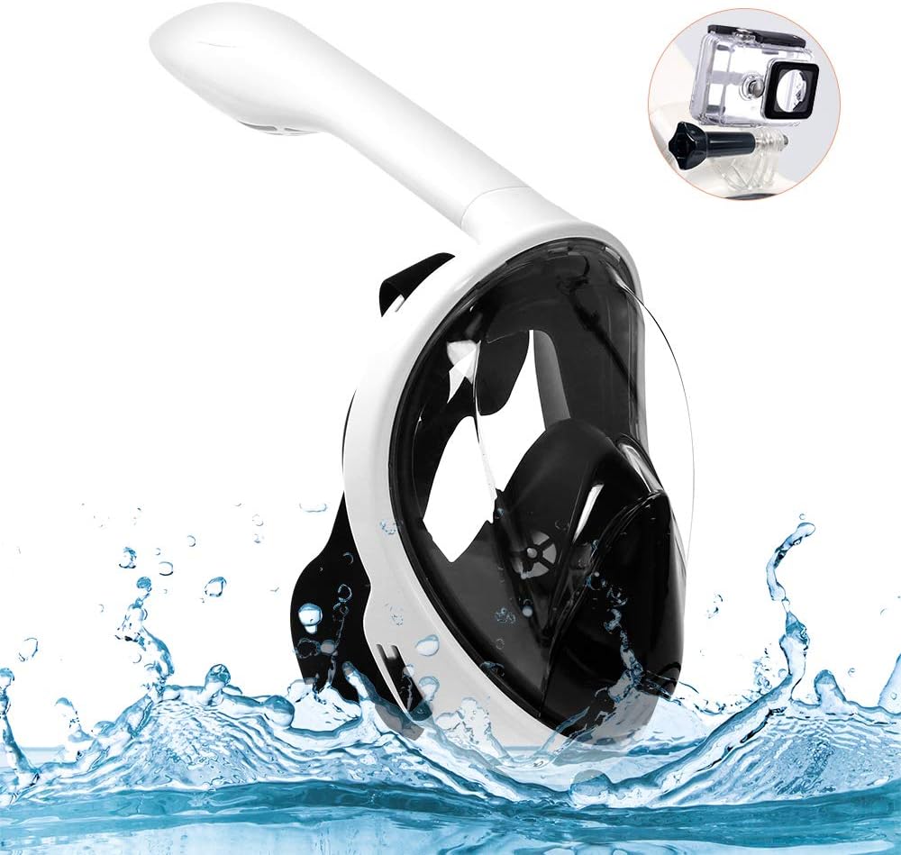 SCULLA Full Face Snorkel Mask 180° Sight Panoramic Dry Snorkeling Masks for Adults[Anti-fog,Anti-leak;GoPro Mount,Drainage Valve,High Tenacity PC]