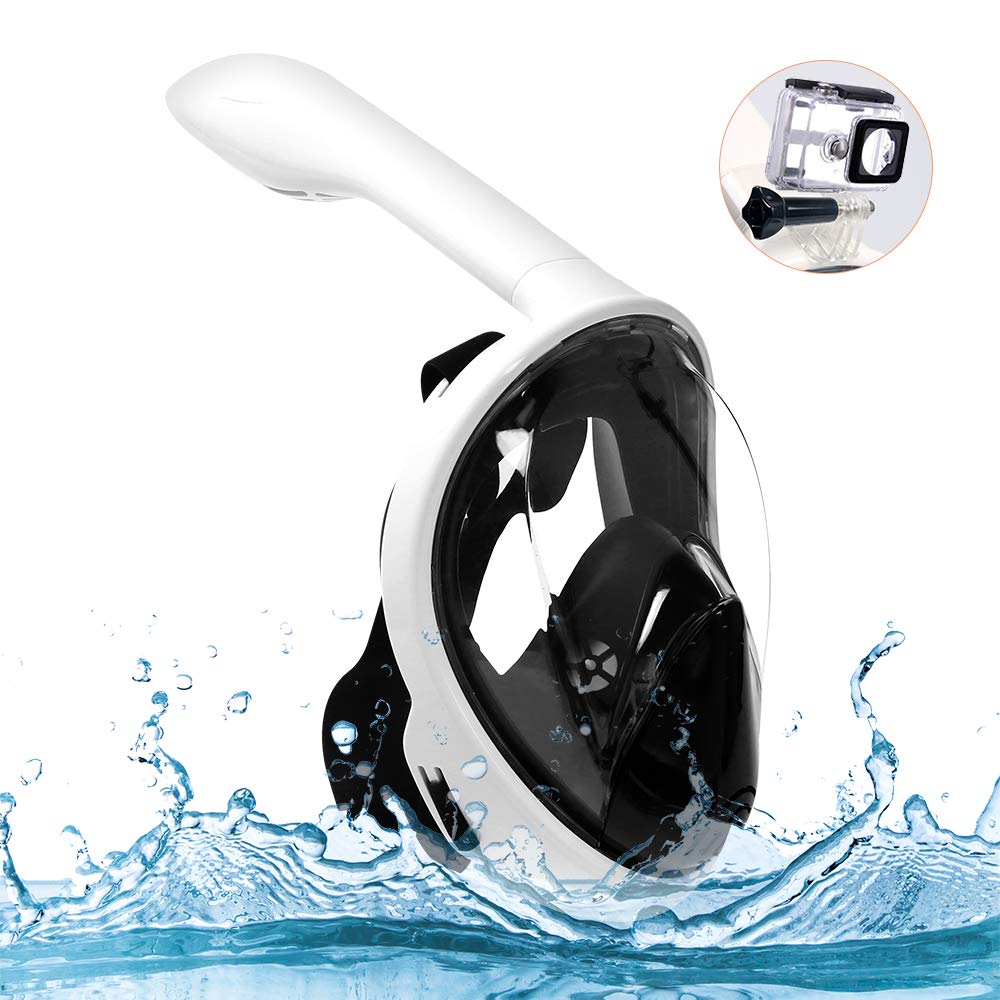 SCULLA Full Face Snorkel Mask 180° Sight Panoramic Dry Snorkeling Masks for Adults[Anti-fog,Anti-leak;GoPro Mount,Drainage Valve,High Tenacity PC]