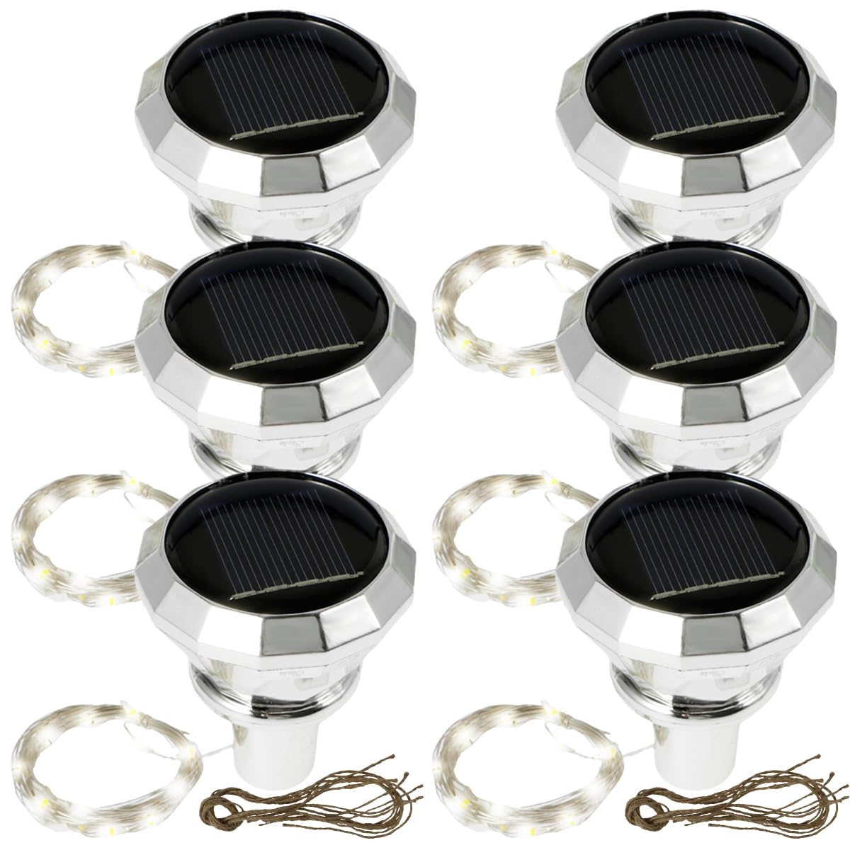 6Pcs Solar Wine Bottle Lights 2M 20LED Copper Wire Fairy String Lights IP65 Waterproof Cork Lights Flexible Wine Bottle String Lights Auto On/Off for Wedding Christmas Party Decor(White Light)