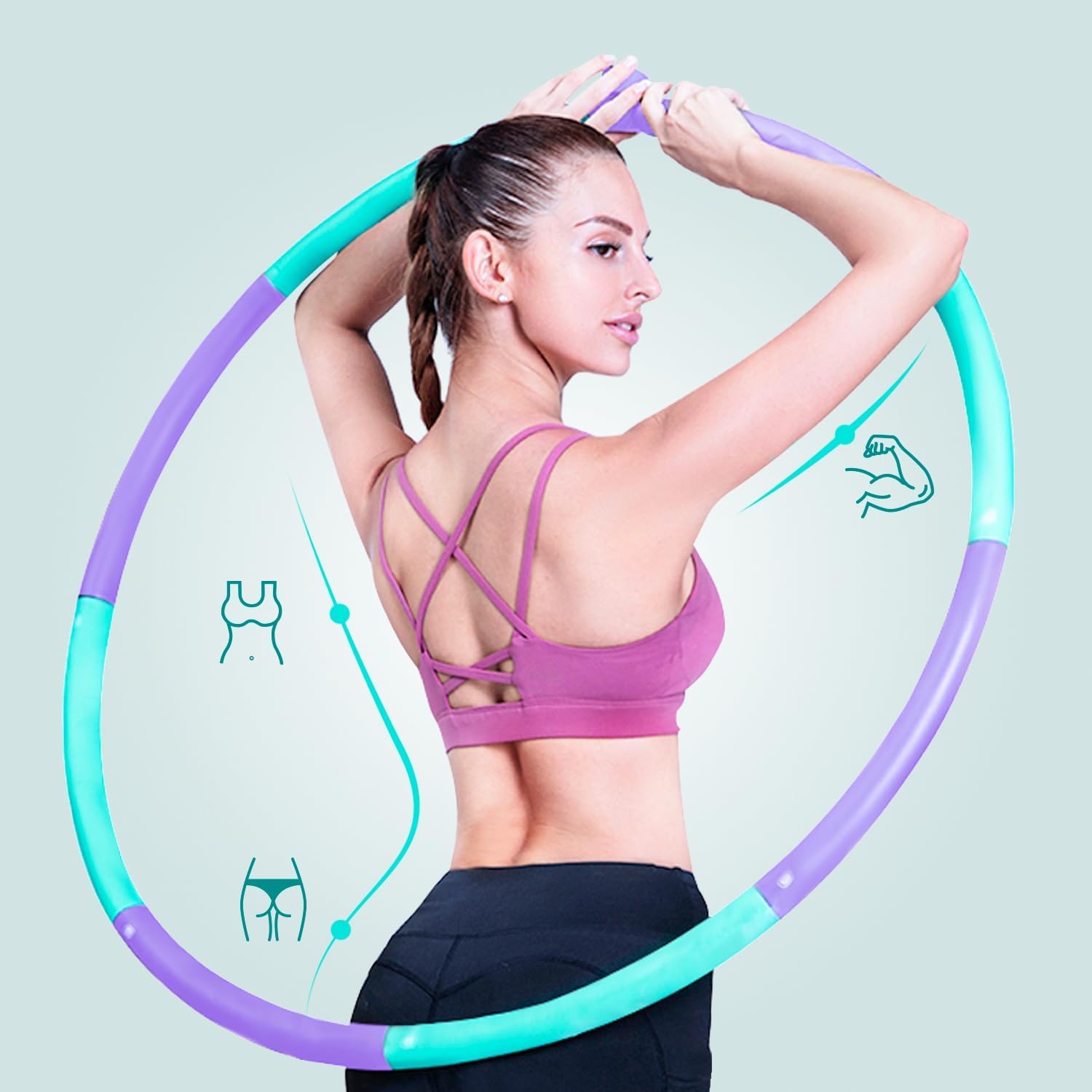 AsVIVA KH3 hantle gimnastyczne i obręcz HH1 Hula Hoop fitness, 3-częściowy zestaw krótkich hantli, 3 klasy wagowe, 6 hantli + pierścień biodrowy, idealne do gimnastyki, lekkiego treningu siłowego lub