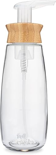 Full Circle - Dispensador de jabón espumoso de vidrio, tapa de bambú, 16 onzas, transparente