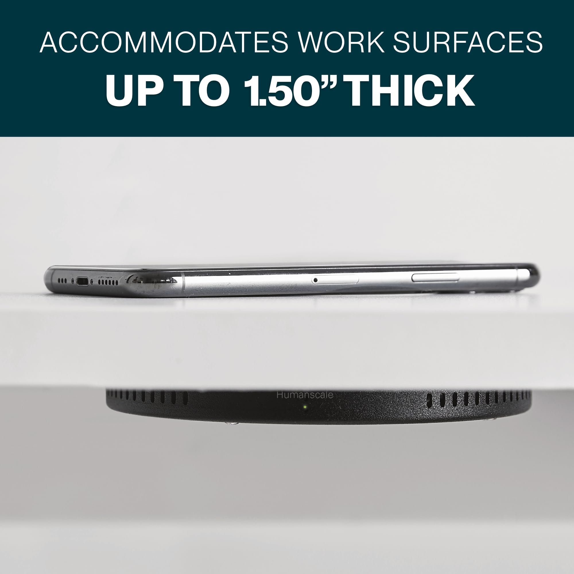 Humanscale Under Desk Wireless Charger, 10W Qi Compatible Under Table  Wireless Charger, Versatile Invisible Wireless Charger, Touchless Under Desk