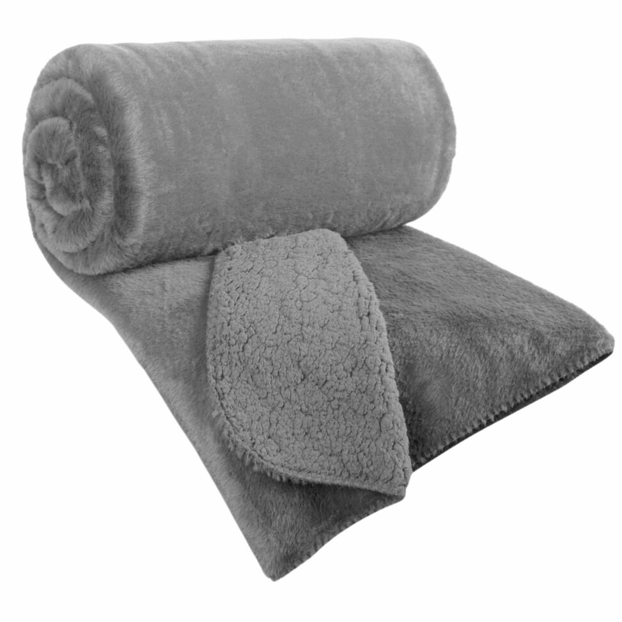 Eurofirany | Bed Throw Bedspread 170 x 210 cm Light Grey Sofa Throw Quilt Cosy Fluffy Cuddly