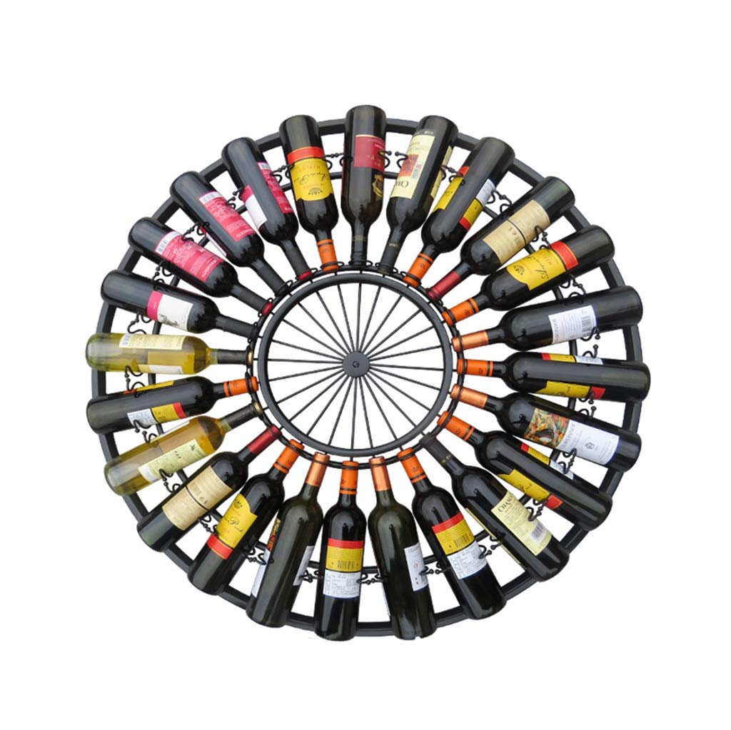 Casier à vin lumineux en métal rond style nordique pour intérieur chic