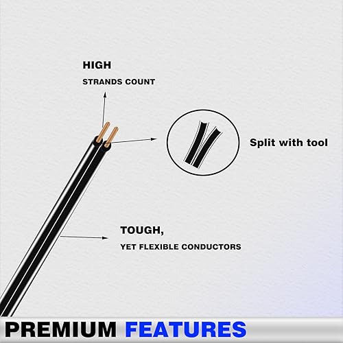 Miniatura 4 de SPT-1 182 Cable de cobre para iluminación de paisaje de bajo voltaje, 250 pies, negro, calibre 18, 2 conductores, entierro directo al aire libre
