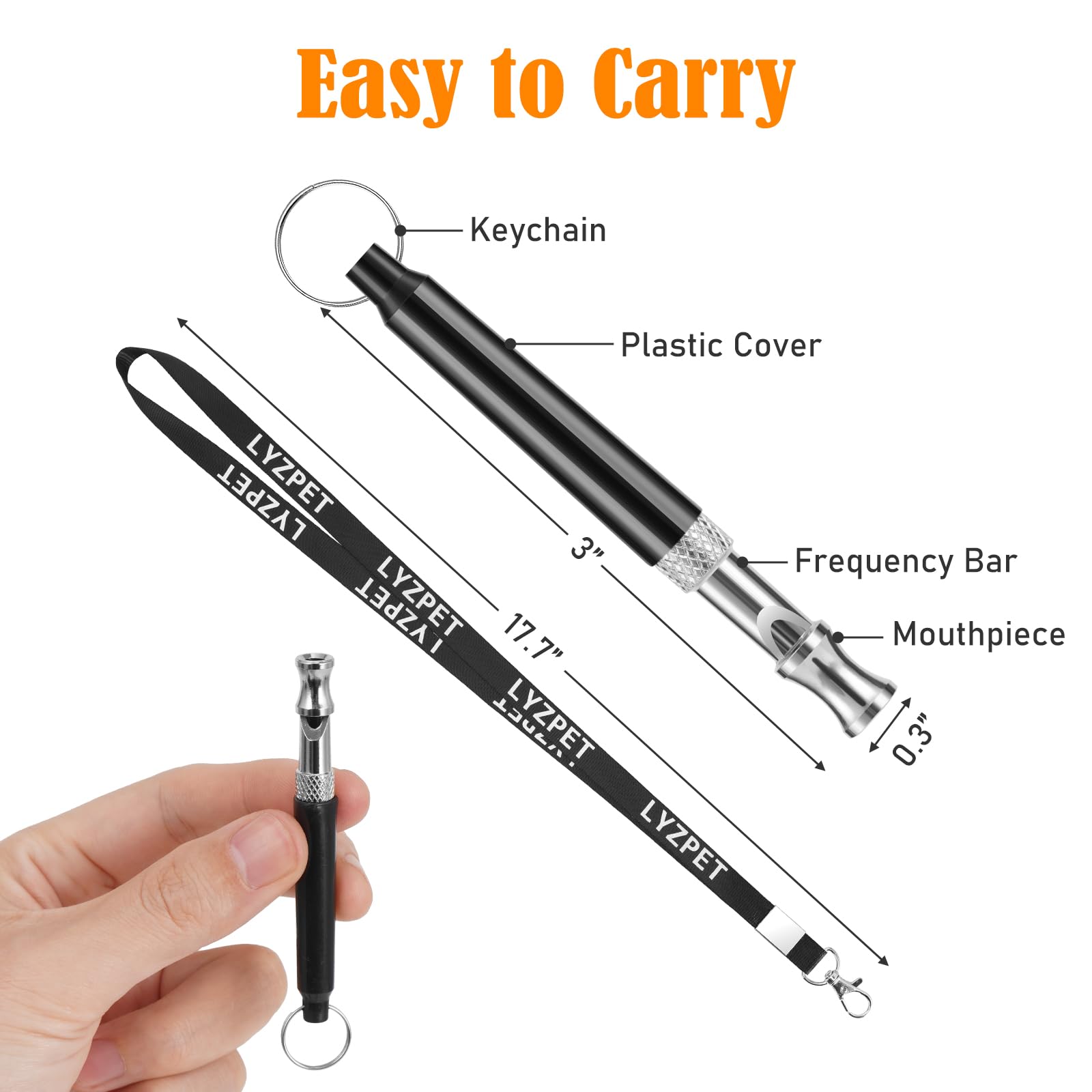 LYZPET Dog Whistle, Dog Whistle to Stop Barking Neighbors Dog, Adjustable Ultrasonic Silent Training Device, Black