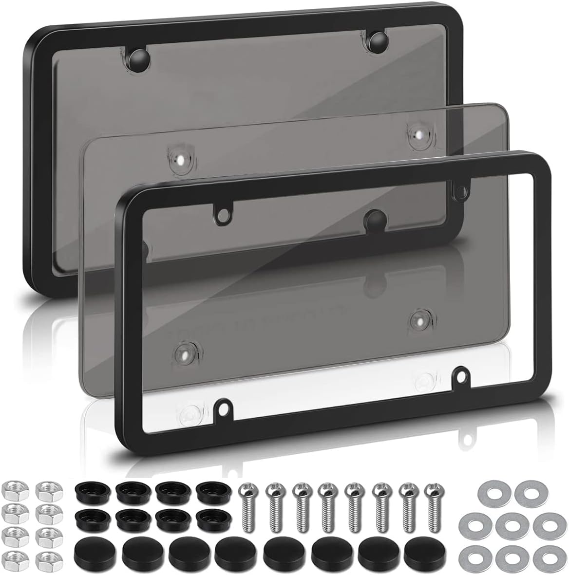 2 Pack License Plate Covers,License Plate Frames with Screw Caps