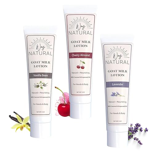 Miniatura 1 de Loción de leche de cabra real, variedad, calmante, cremosa, alivio de la piel seca, aceites de coco y semilla de uva, crema de manos de leche de