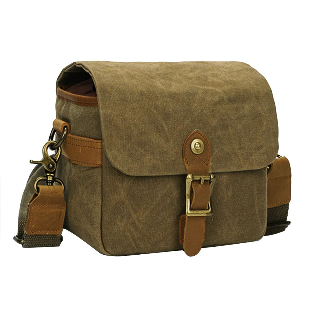Kameratasche Portable Stoßfeste Objektivtasche aus Canvas in Khaki mit Verstellbarem Kordelzug für Outdoor Fotografie