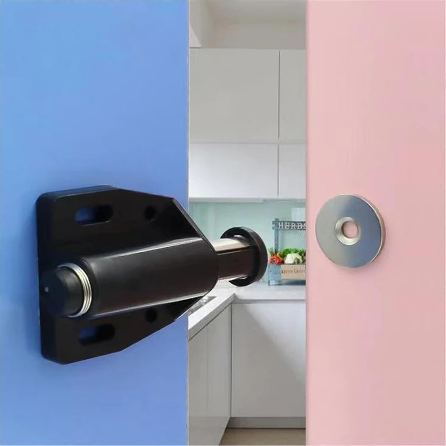 Magnetic Push Latches, 2Pcs Magnetic Catch Door Closers Push to Open Cabinet for Wardrobe(Double B White)