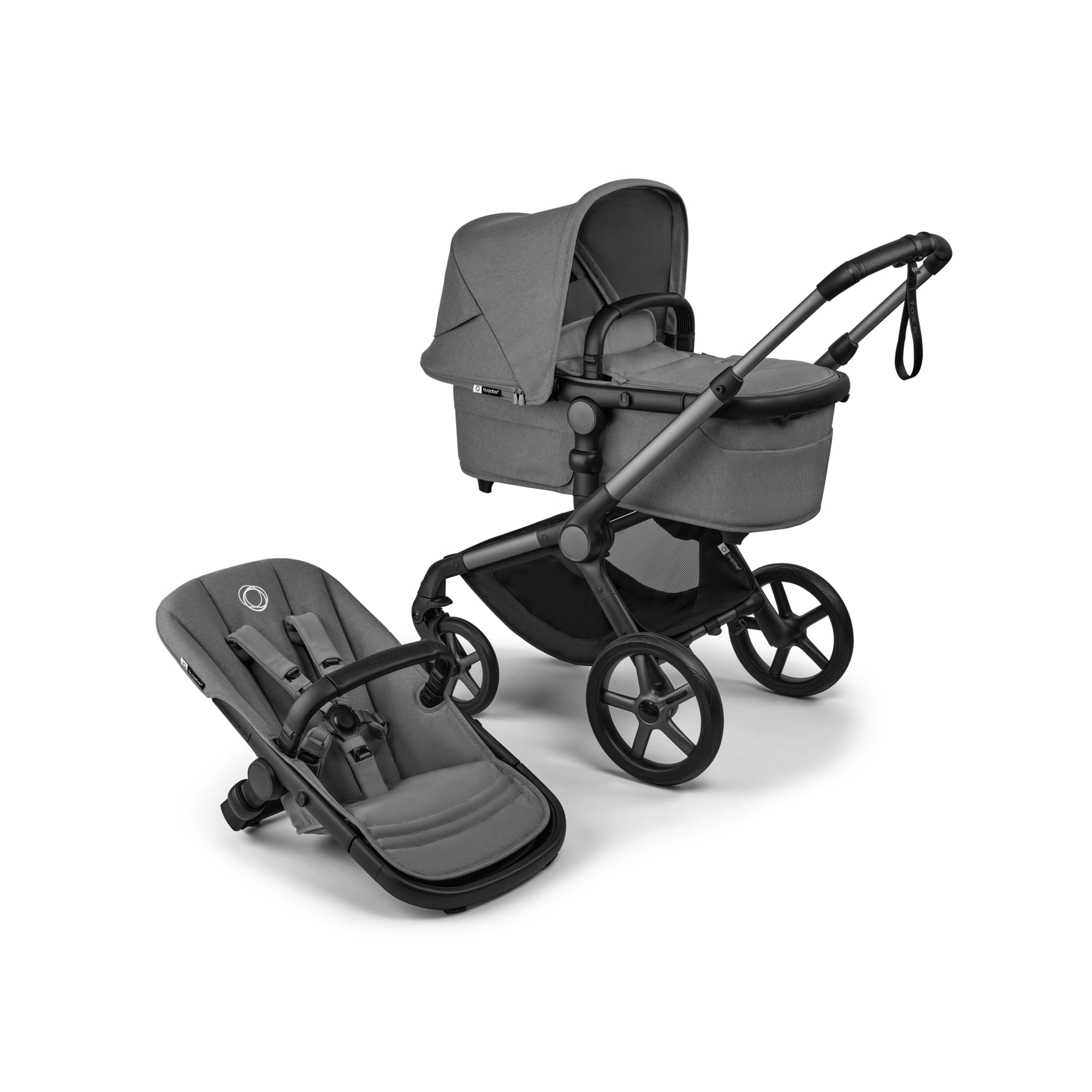 Bugaboo Fox 5 Renew, Passeggino Multi-​Terreno 2 in 1 per Bambini, Chiusura Facile, Navicella Spaziosa, Seduta da Bambino Estensibile, Telaio Grafite e Cappottina Moon Grey