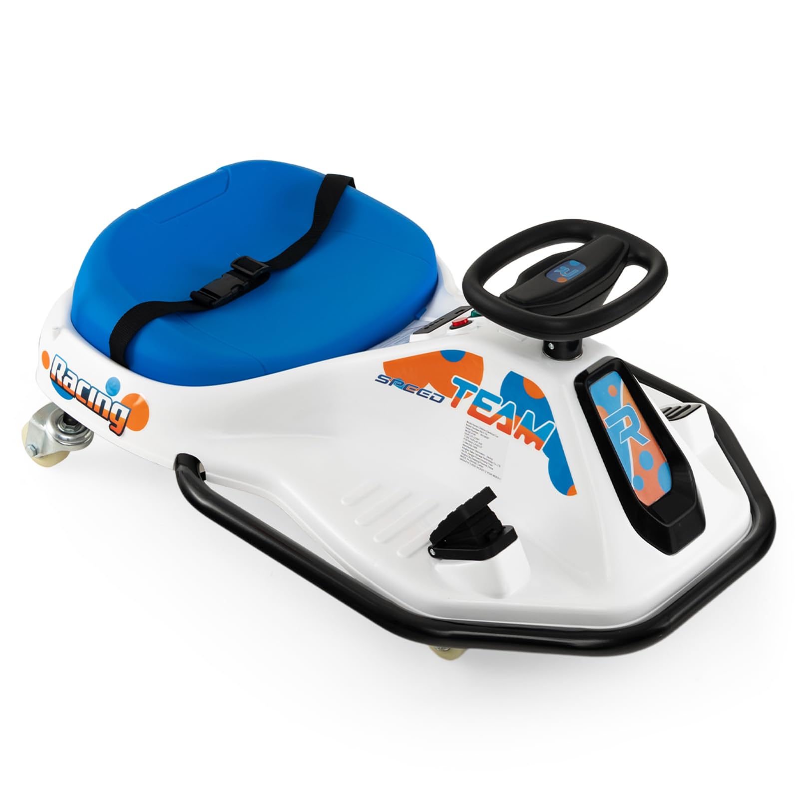 COSTWAY 24V Elektro Gokart, Drift Cart z 3 flagami i Bluetooth oraz USB i muzyką, 9-15 km/h, Go Kart z pedałami, elektromobil z 200 W silnikiem dla dzieci od 3 lat
