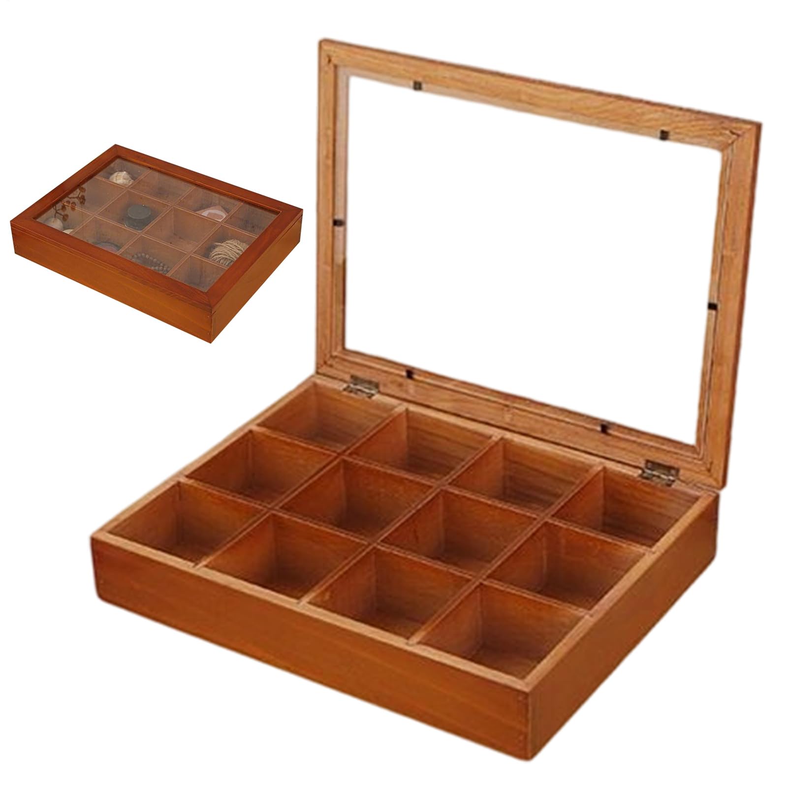 Coffret à thé en bois vitré pour organiser le comptoir de cuisine